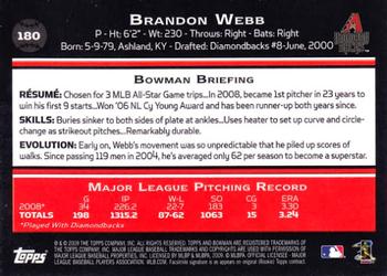2009 Bowman #180 Brandon Webb Back