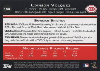 2009 Bowman #184 Edinson Volquez Back