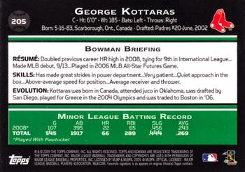 2009 Bowman #205 George Kottaras Back