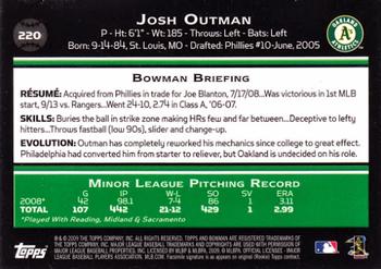 2009 Bowman #220 Josh Outman Back