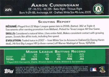 2009 Bowman #224 Aaron Cunningham Back