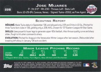 2009 Bowman #228 Jose Mijares Back