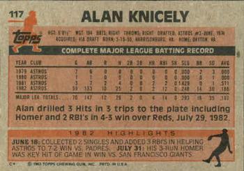 1983 Topps #117 Alan Knicely Back