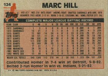 1983 Topps #124 Marc Hill Back