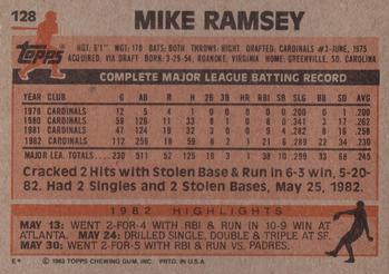 1983 Topps #128 Mike Ramsey Back