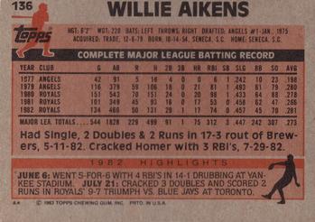 1983 Topps #136 Willie Aikens Back