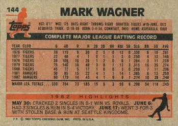 1983 Topps #144 Mark Wagner Back
