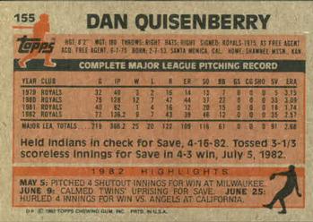 1983 Topps #155 Dan Quisenberry Back