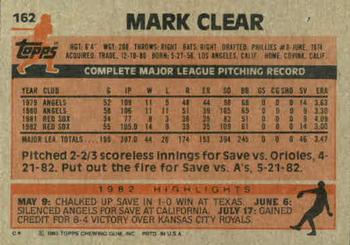 1983 Topps #162 Mark Clear Back