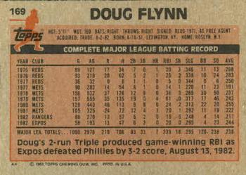 1983 Topps #169 Doug Flynn Back