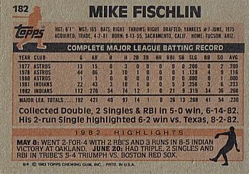 1983 Topps #182 Mike Fischlin Back