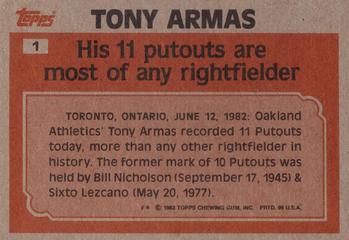 1983 Topps #1 Tony Armas Back