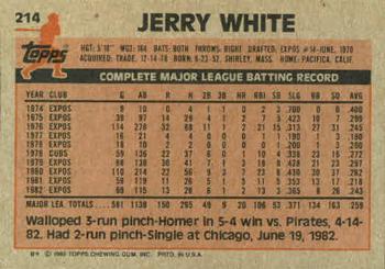 1983 Topps #214 Jerry White Back