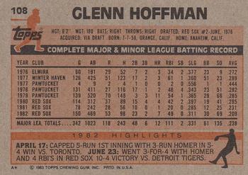 1983 Topps #108 Glenn Hoffman Back