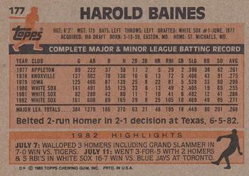 1983 Topps #177 Harold Baines Back