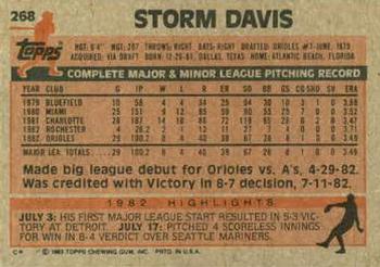 1983 Topps #268 Storm Davis Back