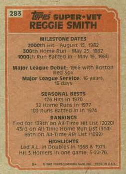 1983 Topps #283 Reggie Smith Back