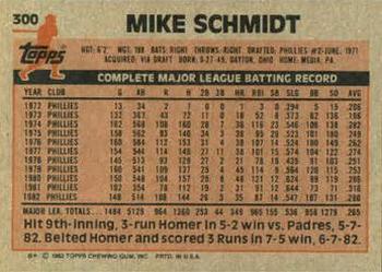 1983 Topps #300 Mike Schmidt Back