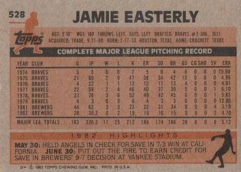 1983 Topps #528 Jamie Easterly Back