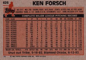 1983 Topps #625 Ken Forsch Back