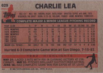 1983 Topps #629 Charlie Lea Back