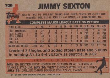 1983 Topps #709 Jimmy Sexton Back