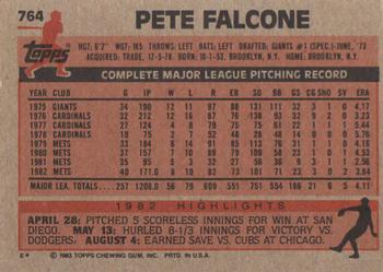 1983 Topps #764 Pete Falcone Back