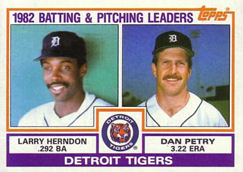 1983 Topps #261 Tigers Leaders / Checklist (Larry Herndon / Dan Petry) Front