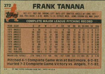 1983 Topps #272 Frank Tanana Back