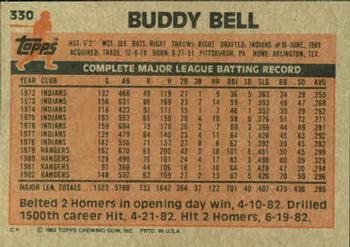 1983 Topps #330 Buddy Bell Back