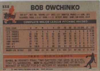 1983 Topps #338 Bob Owchinko Back
