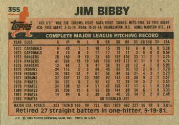 1983 Topps #355 Jim Bibby Back