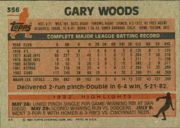 1983 Topps #356 Gary Woods Back