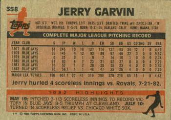 1983 Topps #358 Jerry Garvin Back