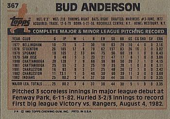 1983 Topps #367 Bud Anderson Back
