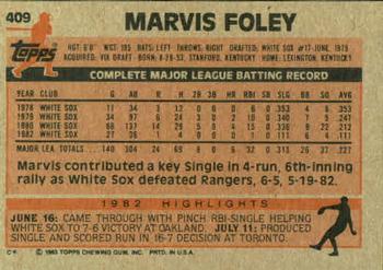 1983 Topps #409 Marvis Foley Back