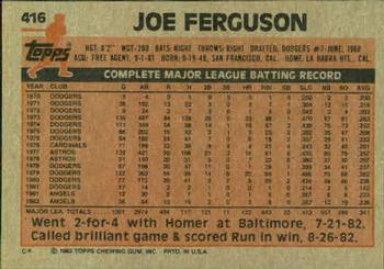 1983 Topps #416 Joe Ferguson Back