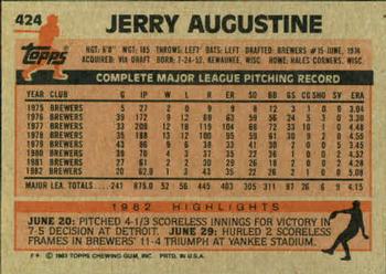 1983 Topps #424 Jerry Augustine Back