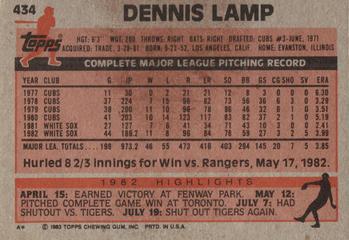 1983 Topps #434 Dennis Lamp Back