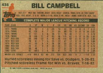 1983 Topps #436 Bill Campbell Back