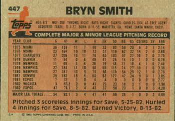 1983 Topps #447 Bryn Smith Back