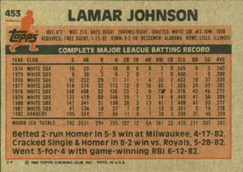 1983 Topps #453 Lamar Johnson Back
