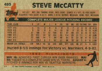 1983 Topps #493 Steve McCatty Back