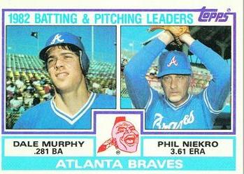 1983 Topps #502 Braves Leaders / Checklist (Dale Murphy / Phil Niekro) Front