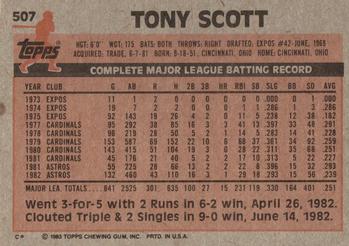 1983 Topps #507 Tony Scott Back