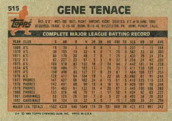 1983 Topps #515 Gene Tenace Back