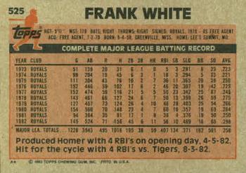 1983 Topps #525 Frank White Back