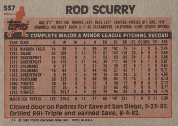 1983 Topps #537 Rod Scurry Back
