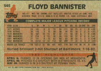 1983 Topps #545 Floyd Bannister Back