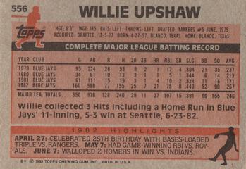 1983 Topps #556 Willie Upshaw Back
